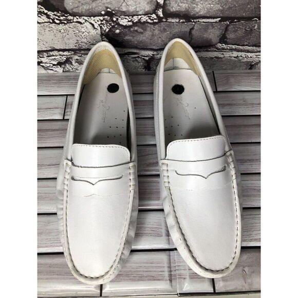 Massimo Matteo Firenze White Leather Driving Moccasins Flats Shoes Women Sz 10B - Picture 11 of 16